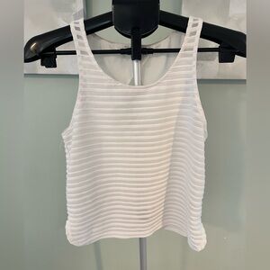 EXPRESS WHITE STRIPED TANK TOP WITH BACK CUT OUT